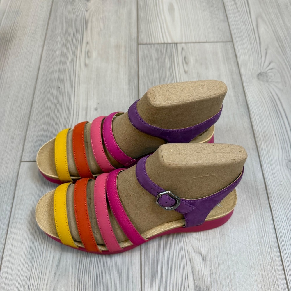 NEW Dansko Roxie Multi Milled Nubuck Rainbow Strappy Sandals 40 US 10 - Picture 2 of 11